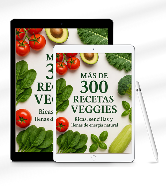 Guía digital con más de 300 recetas veggies + 4 bonos exclusivos